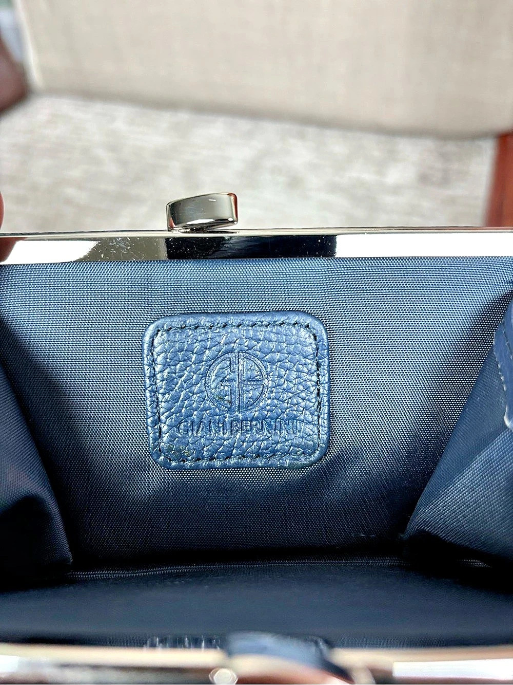 Giani Bernini Blue Pebbled Leather Wallet Snap Tab ID Window Kiss Lock Coin Purs - Picture 4 of 15